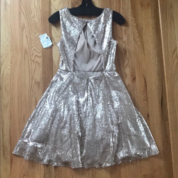 AIDAN MATTOX DRESS CHAMPAGNE SEQUIN FORMAL SIZE 4 NWT - Picture 2 of 6